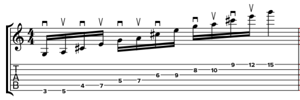 arpege dominante 2 notes par corde par la septieme